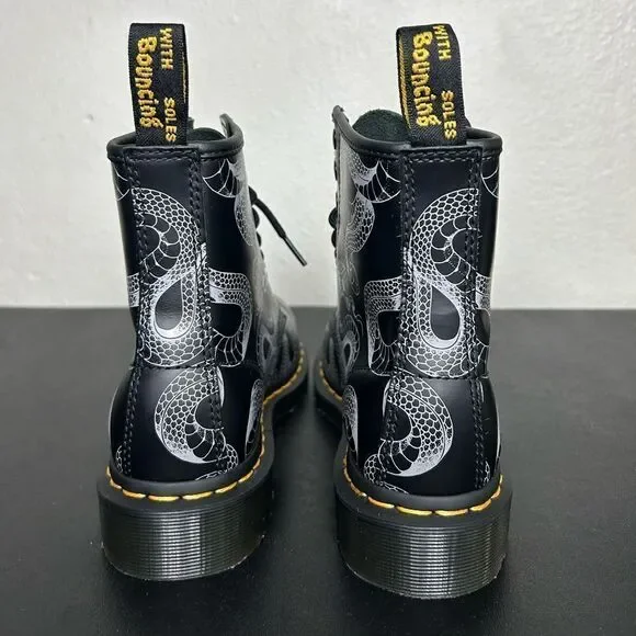 NEW Dr. Martens 1460 Wild Serpant Smooth Black Leather Boots Size 5 Women’s - Picture 4 of 9